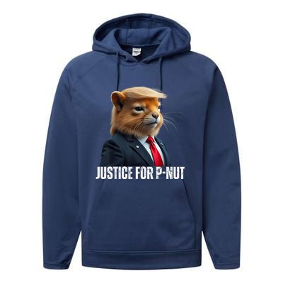 Trump For Pnut The Squirrel Justice For Peanut Trump Performance Fleece Hoodie