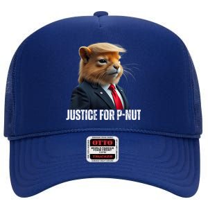 Trump For Pnut The Squirrel Justice For Peanut Trump High Crown Mesh Back Trucker Hat