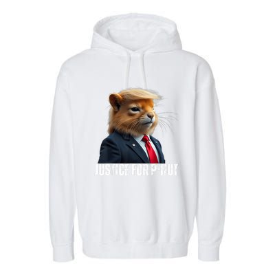 Trump For Pnut The Squirrel Justice For Peanut Trump Garment-Dyed Fleece Hoodie