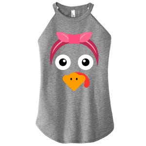 Turkey Face Pink Headband Running Pilgrim Trot Thanksgiving Gift Women's Perfect Tri Rocker Tank