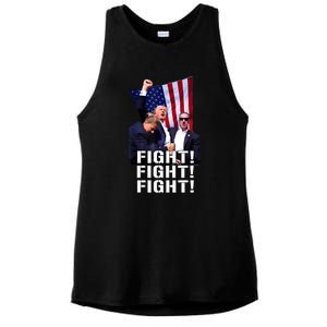 Trump Fist Pumped Fight Pray For Trump America Gift Ladies PosiCharge Tri-Blend Wicking Tank