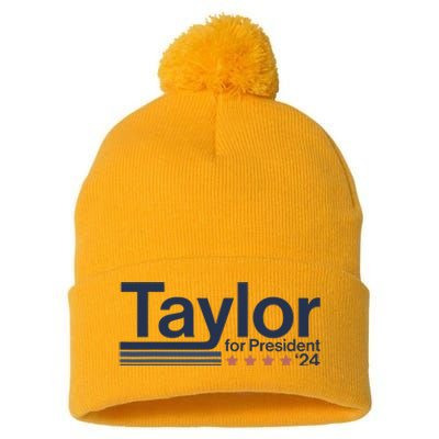 Taylor For President 2024 Taylor First Name Pom Pom 12in Knit Beanie