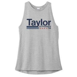 Taylor For President 2024 Taylor First Name Ladies PosiCharge Tri-Blend Wicking Tank