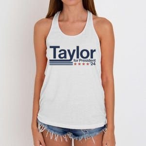 Taylor For President 2024 Taylor First Name Women's Knotted Racerback Tank