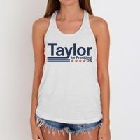 Taylor For President 2024 Taylor First Name Women's Knotted Racerback Tank