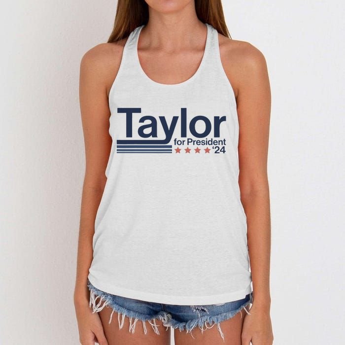 Taylor For President 2024 Taylor First Name Women's Knotted Racerback Tank