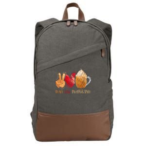 Thanksgiving Fall Peace Love Pumpkin Spice Cotton Canvas Backpack