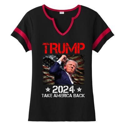 Trump Fist Pump Shot At Trump 2024 Trump Survives Rally Ladies Halftime Notch Neck Tee