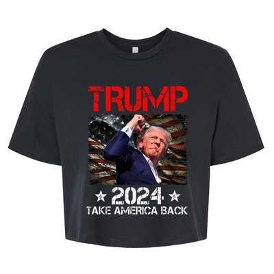 Trump Fist Pump Shot At Trump 2024 Trump Survives Rally Bella+Canvas Jersey Crop Tee