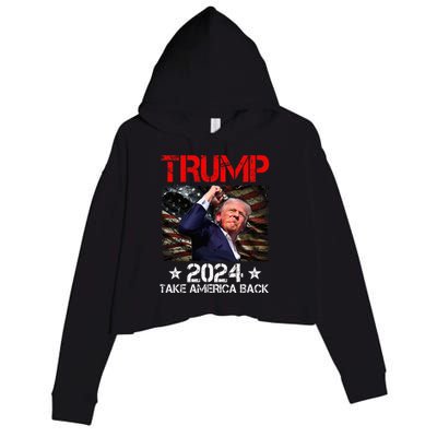 Trump Fist Pump Shot At Trump 2024 Trump Survives Rally Crop Fleece Hoodie