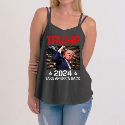 Trump Fist Pump Shot At Trump 2024 Trump Survives Rally Women's Strappy Tank