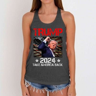 Trump Fist Pump Shot At Trump 2024 Trump Survives Rally Women's Knotted Racerback Tank