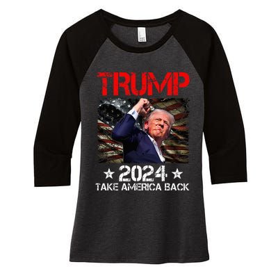 Trump Fist Pump Shot At Trump 2024 Trump Survives Rally Women's Tri-Blend 3/4-Sleeve Raglan Shirt