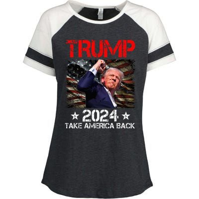 Trump Fist Pump Shot At Trump 2024 Trump Survives Rally Enza Ladies Jersey Colorblock Tee