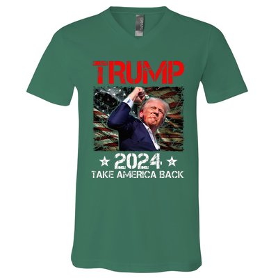 Trump Fist Pump Shot At Trump 2024 Trump Survives Rally V-Neck T-Shirt