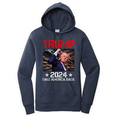 Trump Fist Pump Shot At Trump 2024 Trump Survives Rally Women's Pullover Hoodie