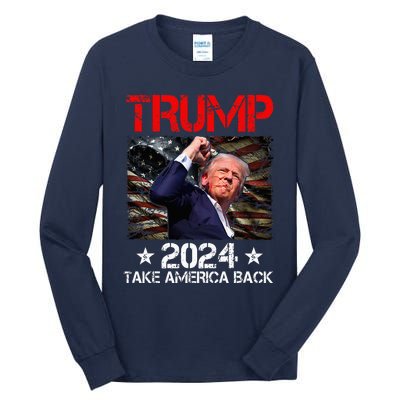 Trump Fist Pump Shot At Trump 2024 Trump Survives Rally Tall Long Sleeve T-Shirt