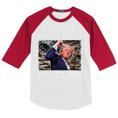 Trump Fist Pump Shot At Trump 2024 Trump Survives Rally Kids Colorblock Raglan Jersey