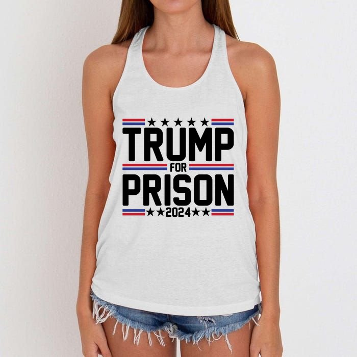 Trump For Prison 2024 Funny Political Women's Knotted Racerback Tank