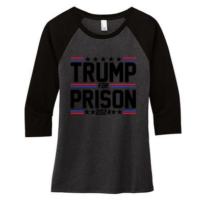 Trump For Prison 2024 Funny Political Women's Tri-Blend 3/4-Sleeve Raglan Shirt