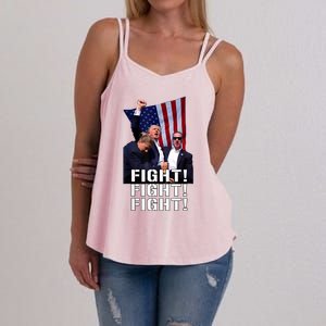 Trump Fist Pumped Fight Pray For Trump America Women's Strappy Tank