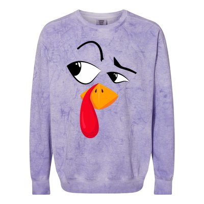 Turkey Face Pilgrim Funny Thanksgiving Costume Colorblast Crewneck Sweatshirt