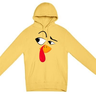 Turkey Face Pilgrim Funny Thanksgiving Costume Premium Pullover Hoodie