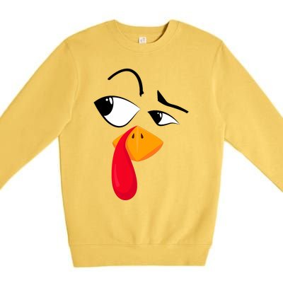 Turkey Face Pilgrim Funny Thanksgiving Costume Premium Crewneck Sweatshirt