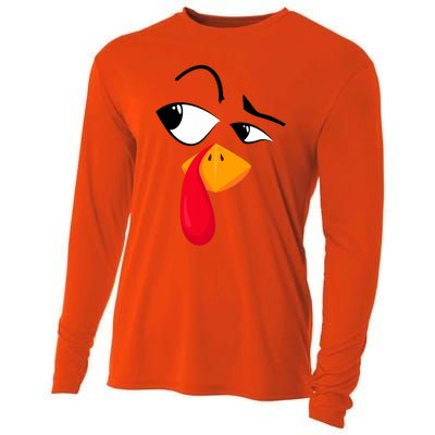 Turkey Face Pilgrim Funny Thanksgiving Costume Cooling Performance Long Sleeve Crew