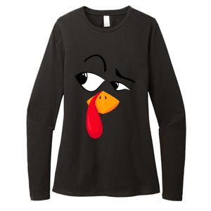 Turkey Face Pilgrim Funny Thanksgiving Costume Womens CVC Long Sleeve Shirt