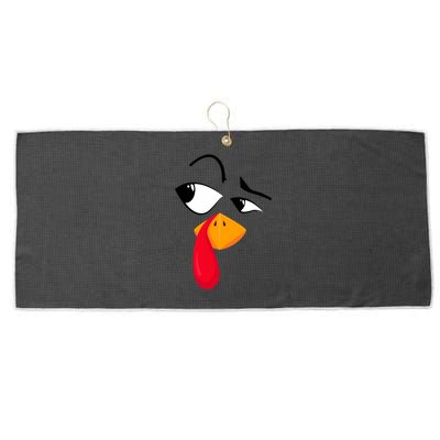 Turkey Face Pilgrim Funny Thanksgiving Costume Large Microfiber Waffle Golf Towel