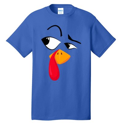 Turkey Face Pilgrim Funny Thanksgiving Costume Tall T-Shirt