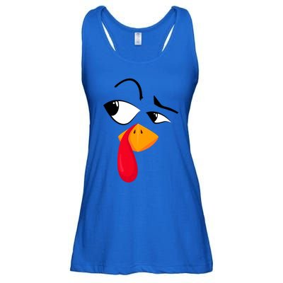 Turkey Face Pilgrim Funny Thanksgiving Costume Ladies Essential Flowy Tank