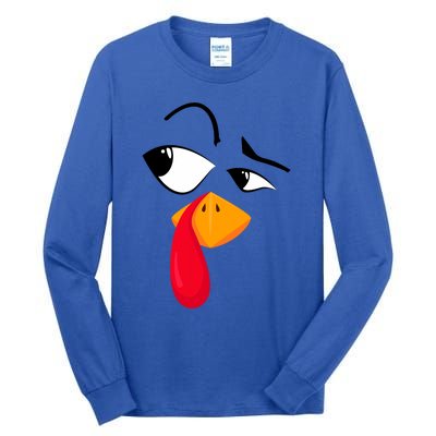 Turkey Face Pilgrim Funny Thanksgiving Costume Tall Long Sleeve T-Shirt