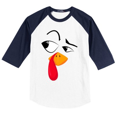 Turkey Face Pilgrim Funny Thanksgiving Costume Baseball Sleeve Shirt