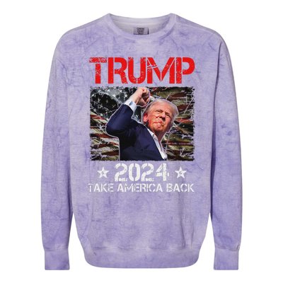 Trump Fist Pump Survives 2024 Rally Bold Design Colorblast Crewneck Sweatshirt