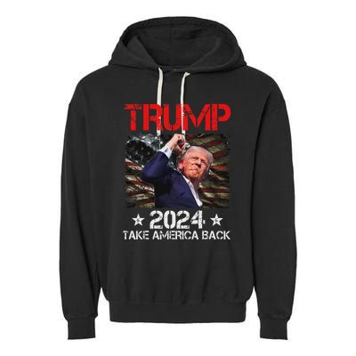 Trump Fist Pump Survives 2024 Rally Bold Design Garment-Dyed Fleece Hoodie