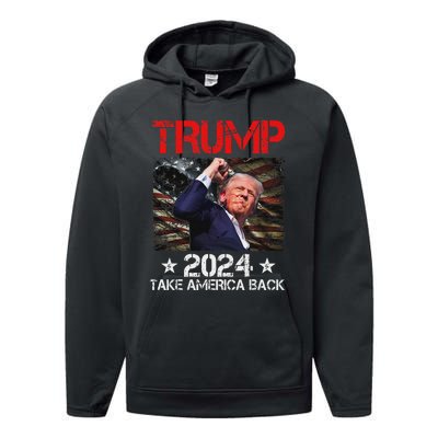 Trump Fist Pump Survives 2024 Rally Bold Design Performance Fleece Hoodie