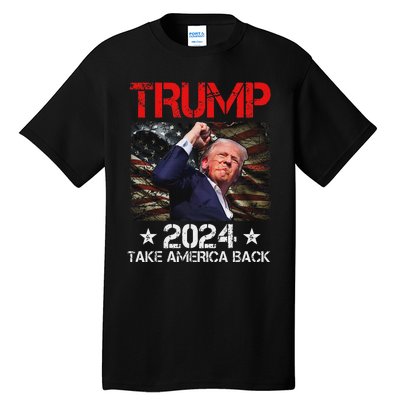 Trump Fist Pump Survives 2024 Rally Bold Design Tall T-Shirt