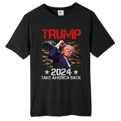 Trump Fist Pump Survives 2024 Rally Bold Design Tall Fusion ChromaSoft Performance T-Shirt