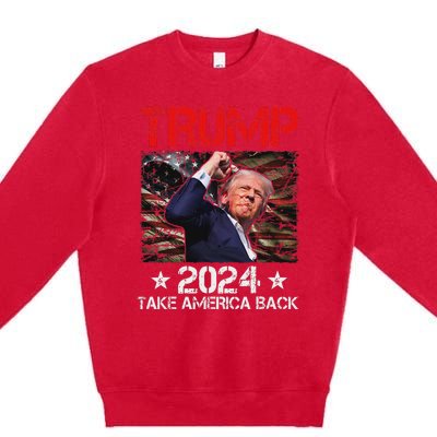 Trump Fist Pump Survives 2024 Rally Bold Design Premium Crewneck Sweatshirt