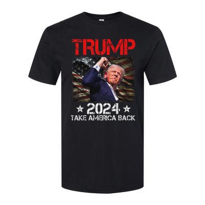 Trump Fist Pump Survives 2024 Rally Bold Design Softstyle CVC T-Shirt