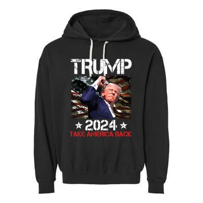 Trump Fist Pump Shot At Trump 2024 Trump Survives Rally Garment-Dyed Fleece Hoodie