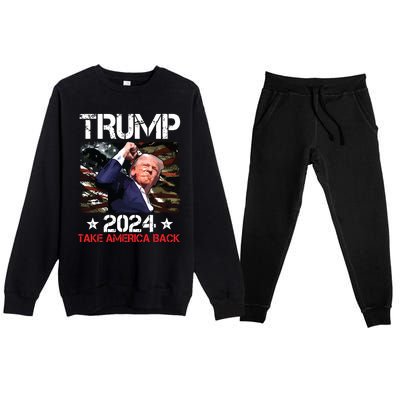 Trump Fist Pump Shot At Trump 2024 Trump Survives Rally Premium Crewneck Sweatsuit Set