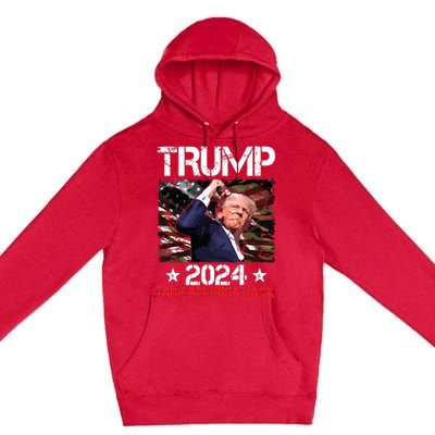 Trump Fist Pump Shot At Trump 2024 Trump Survives Rally Premium Pullover Hoodie