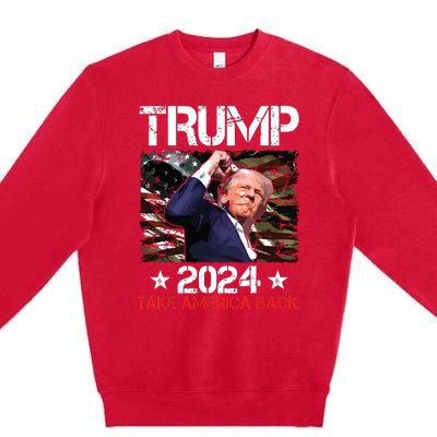 Trump Fist Pump Shot At Trump 2024 Trump Survives Rally Premium Crewneck Sweatshirt