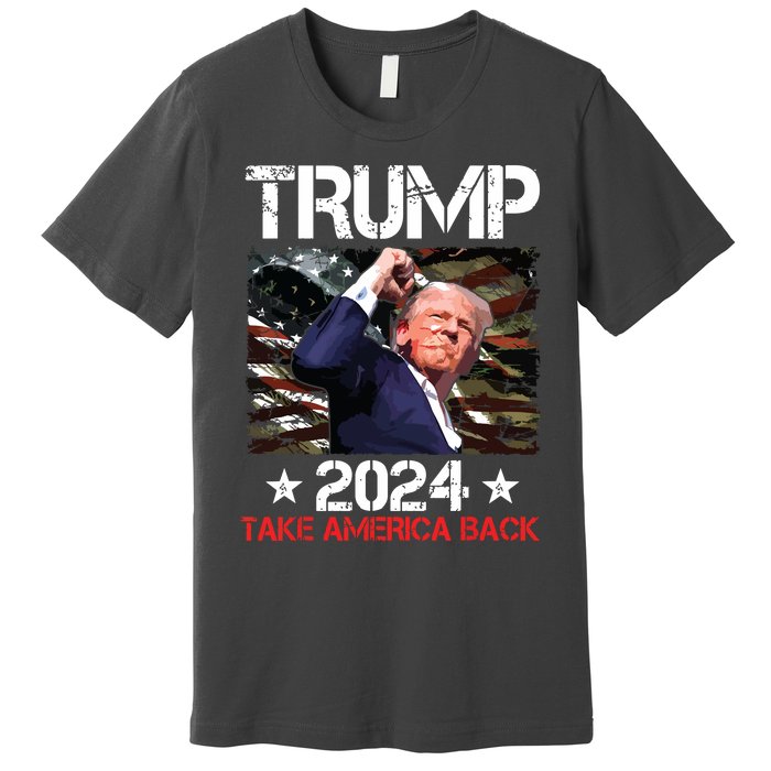 Trump Fist Pump Shot At Trump 2024 Trump Survives Rally Premium T-Shirt