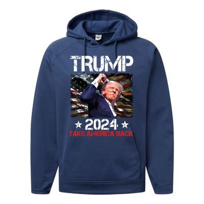 Trump Fist Pump Shot At Trump 2024 Trump Survives Rally Performance Fleece Hoodie