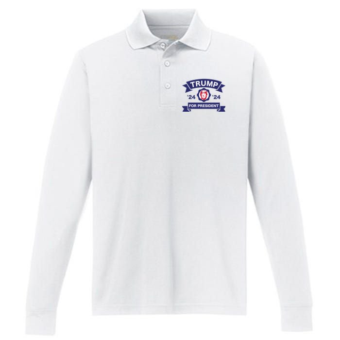 Trump For President | Trump 2024 Election Performance Long Sleeve Polo