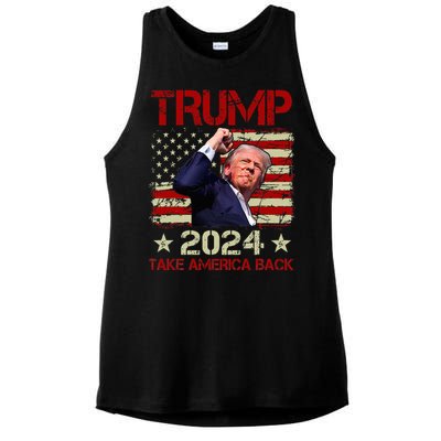 Trump Fist Pump Shot At Trump 2024 Trump Survives Rally Ladies PosiCharge Tri-Blend Wicking Tank